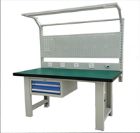 Table de travail métallique professionnelle OEM de haute qualité, taille personnalisée, avec tiroirs robustes et panneau perforé, pour usines d'électronique et garages