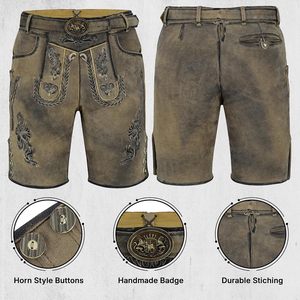 กางเกงหนังแท้ผู้ชายทรง Lederhosen ยาวเหนือเข่า สำหรับเทศกาลอ็อกโทเบอร์เฟสต์ ชุดพื้นเมืองบาวาเรีย - Product Image 3