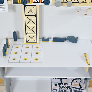 <b>Kids</b> Wooden Tool <b>Workbench</b> with Crane Toy, Montessori Construction Play Table for Toddlers, Educational Pretend Play Set - Product Image 5
