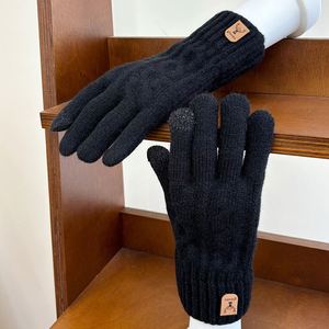 Gants d'affaires en laine pour hommes, chauds, protection contre le froid, doublés en polaire, épaissis, pour l'extérieur, écran tactile, doigts complets - Product Image 2