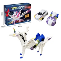 Tendance 2025 : Ensemble de voitures de course licorne magique à déformation automatique, jouets robot transformables à connexion magnétique pour garçons et filles