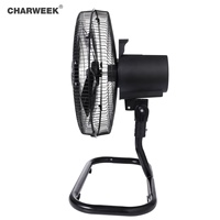 Ventilateurs solaires domestiques rechargeables AC/DC en plastique avec grille, 14 pouces, 3 pales, lumière nocturne, 3 vitesses