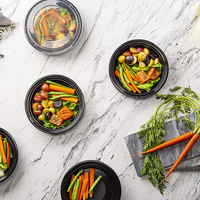 Boîte à lunch jetable en plastique PP, récipient alimentaire rond, emballage à emporter, boîte à lunch rapide