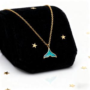 व्हेलफेल कॉव ट्रेंडी गोल्ड प्लेटेड ब्लू ओपल मर्मेड टेल लिंक चेन महिलाओं के लिए आकर्षक गहने हार - Product Image 6