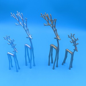 Alloy Deer Figurine Set Small And <b>Large</b> Retro Blue And Gray Home Decor Desktop <b>Ornament</b> Garden Decoration Unisex Gift - Product Image 1