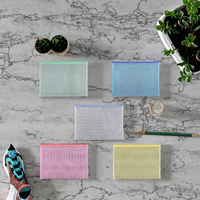 Wenshun sac de fichiers en PVC personnalisé de taille A4 pochette à documents transparente en PP avec fermeture à glissière en maille étanche pour organisateur d'école ou de bureau