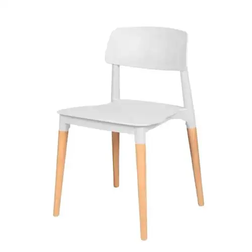 Cheap Modern Stackable PP Seat Outdoor Office Cafe Dining Plastic Chair With Wooden Legs