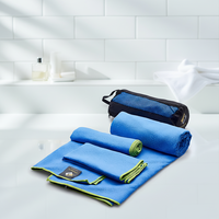 Serviette en microfibre légère à séchage rapide gaufrée, lot de 3 tailles, forme rectangulaire, pour camping, plage, gym, randonnée