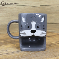 Vente en gros Tasse à biscuits créative Tasse à café en céramique personnalisée avec animal cartoon avec porte-biscuits