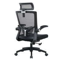Chaise de bureau réglable Yaheetech, chaise de bureau ergonomique en maille avec support lombaire, chaise d'ordinateur pivotante avec accoudoirs rabattables