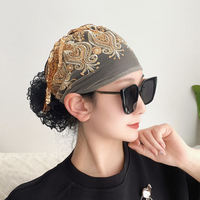 Topi Penutup Rambut Berlapis Ganda Satin untuk Musim Panas Warna Abu-abu, Topi Fashion Serbaguna Bergaya Elastis Ringan dan Bernapas