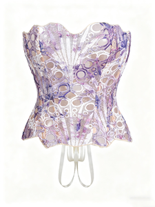 Corset <span class=keywords><strong>de</strong></span> <span class=keywords><strong>cour</strong></span> européen et américain avec haut moulant en maille respirant et sexy, corset double couche en dentelle irrégulière - Product Image 4