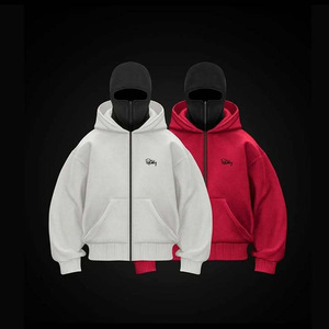 <b>White</b> <b>Zip</b> <b>Up</b> Hooded Sweatshirt Loose Fit Polyester Jacket for Autumn Winter Unisex Streetwear - Product Image 2