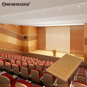 Projet de salle de conférence GoodSound Panneau de décoration pour mur et plafond Panneau acoustique en bois perforé Conception de modèle 3d