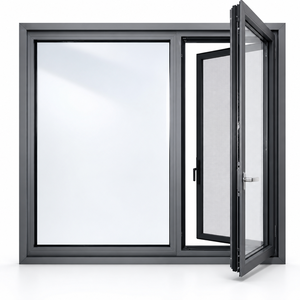Fenêtre à battant en verre <span class=keywords><strong>fixe</strong></span> Hangxing, gris foncé, cadre étroit, ouverture vers l'extérieur, pour architectes, constructeurs, vente en gros en usine - Product Image 2