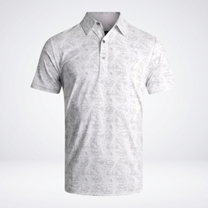 Camisa Polo de Golf Blanca con Estampado Floral para Hombre, Manga Corta, Transpirable, de Algodón Tejido, Informal, Ropa de Golf - Product Image 2