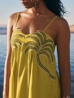 Robe Maxi tissée personnalisée mode Simple respirante brodée A-ligne plage Slip été décontracté femmes dos nu Vocation vacances