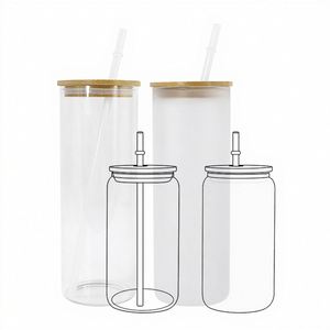 Gobelet à cocktail personnalisé avec logo, 16oz, 20oz, 25oz, avec couvercle en bambou et pailles, réutilisable, écologique, esthétique, pour café glacé - Product Image 1