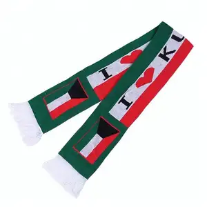 Kuwait Flag Scarf Promotional Product 100%polyester Double Sided Digital Printing custom kuwait flag scarf
