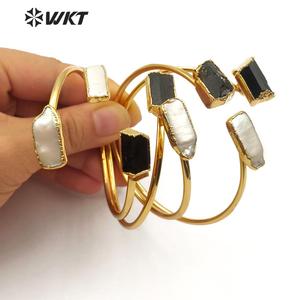 WT-B503 Mới Đến Thời Trang Bangle Ngọc Trai Tự Nhiên Và Đen Tourmaline Bangle Điều Chỉnh Kích Thước Phụ Nữ Stylish Charm Jewelry Bangle - Product Image 3
