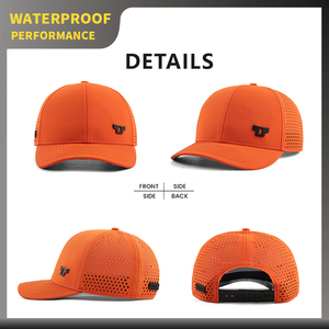 <strong>Waterproof</strong> <strong>Hat</strong> Custom Logo Men 6 Panel Trucker Baseball Snapback Cap Perforated Laser Cut Hole Running Sports Golf <strong>Hat</strong> - Product Image 3