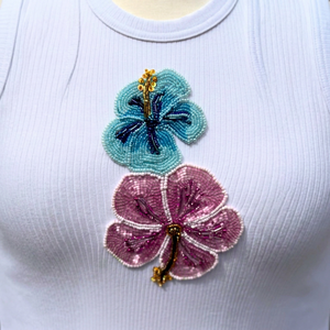 Magnifique débardeur perlé fait main avec broderie complexe pour un look estival élégant - Product Image 1