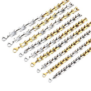 Catena a maglie in acciaio inossidabile bicolore con design a bambù, personalizzabile fai <span class=keywords><strong>da</strong></span> te, alla moda, per <span class=keywords><strong>uomo</strong></span>, di Guangdong Jewelry - Product Image 2