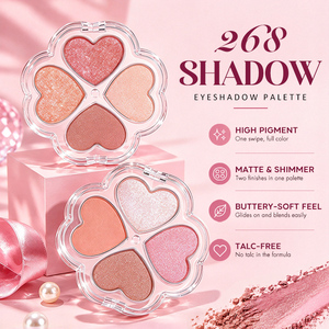 Palette de fards à paupières en vrac Trèfle à quatre feuilles, finis mats et scintillants, en forme de cœur, résistante à l'eau, sans talc, palette de fards à paupières en poudre OEM - Product Image 2