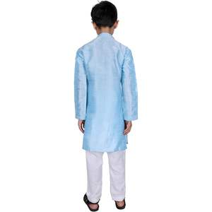 Triloki Kids <b>Kurta</b> Set For <b>Boys</b> Royal Blue Art Silk Indian Traditional Ethnic Wear Wedding Outfit - Product Image 4