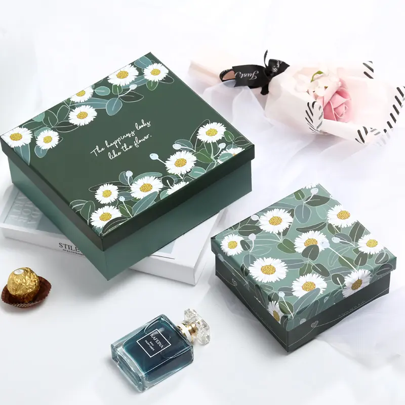 Einzigartige floral design begleitung geschenk tumbler handtuch haut creme ätherisches öl verpackung box