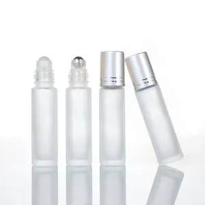 Оптовая продажа, портативные роликовые бутылки для эфирных масел, пустые Матовые прозрачные стеклянные бутылки, 5 мл, 10 мл