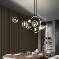 Lustre en verre soufflé de cuisine moderne à 10 lumières, îlot de cuisine avec abat-jour en verre