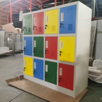 Armoire de rangement en acier personnalisée à 12 portes avec serrure à clé, casier pour enfants de maternelle, armoire métallique demi-hauteur pour école, maison et bureau