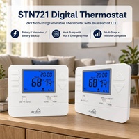 Thermostat filaire non programmable STN721 24V pour pompe à chaleur, 2 chauffages 1 refroidissement, pour appartement et maison