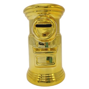 Vàng-mạ gốm hộp thư hình con heo đất ngân hàng hộp tiền cho trang trí nội thất thủ công - Product Image 1