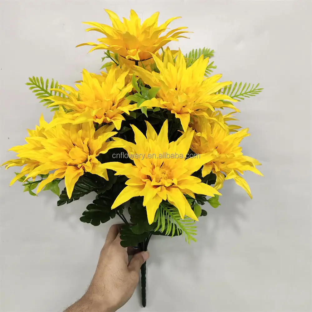 CNF Big Chrysanthemums Artificial Daisy Simulation Chrysanthemum Bouquet High Quality Artificial Flower Faux 12 Heads Cnflowery