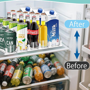 Organisateur de boissons Étagère de refroidissement Glide Gravity Roller Feed Bottle Slider Drink Can Beverage Shelf Pusher avec Fridge Divider - Product Image 5