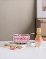 Ensemble de bols à matcha japonais en céramique Chawan avec fouet en bambou Chasen, tamis Chashaku, cuillère en bois, OEM personnalisé