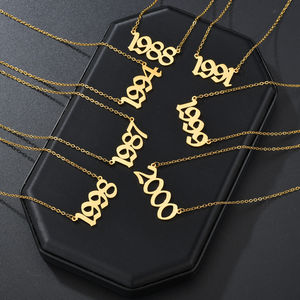 สร้อยคอเลขปี<span class=keywords><strong>เกิด</strong></span>แบบตัวเลขอารบิกส่วนบุคคล ชุบทอง 18K บนสแตนเลสสตีล - Product Image 2