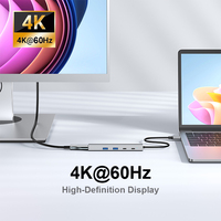 Adaptateur multiport RSHTECH 5 en 1 4K HDTV 100W PD 3 Ports de données USB-A et 1 Dongle de Type C Hub USB C pour MacBook Pro/Air iPad Pro iMac
