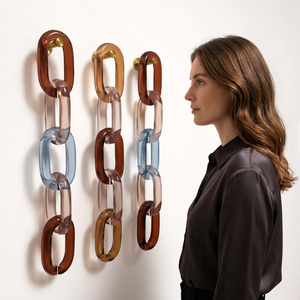 Collection artisanale : Chaîne en résine sculptée à la main, imperméable, forme irrégulière, décoration murale multicolore, art mural tendance - Product Image 1