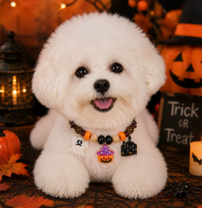 Collier pour animaux de compagnie en perles pastel pour Halloween, avec nœud décoratif, accessoire de déguisement mignon et réglable pour chats et petits chiens - Product Image 2