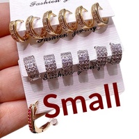 Boucles d'oreilles tendance en gros, plaqué or, zircon cubique, pavé, ensemble créoles, luxe minimaliste, pour le quotidien, le bureau ou les soirées, pour femmes