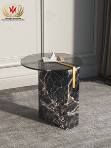 HJ nhà hiện đại sang trọng ý phong cách Đồ nội thất nhà Đá Cẩm Thạch Bàn cà phê bên bảng cuối bảng với <span class=keywords><strong>Glass</strong></span> Top và đá cơ sở - Product Image 5