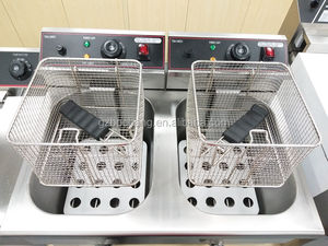 Freidora de patatas fritas de acero inoxidable, máquina de mesa de 6L + 6L, 2 tanques, 2 cestas, Comercial - Product Image 5