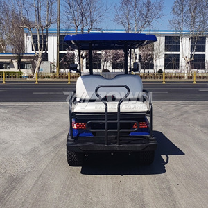 Carrito de golf eléctrico azul de 4 plazas con techo y neumáticos todoterreno para uso en exteriores - Product Image 2