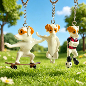 Llavero de resina con diseño de <span class=keywords><strong>cachorro</strong></span> deportivo adorable Xi Qing, colgante de perro con patineta y balón de fútbol, accesorio de llavero de Jack <span class=keywords><strong>Russell</strong></span> <span class=keywords><strong>Terrier</strong></span> para regalo - Product Image 1