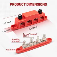Bloc de distribution d'alimentation 12V 250A avec goujons de 3/8 po, barre omnibus marine, bornier de batterie 12 volts pour automobile M10
