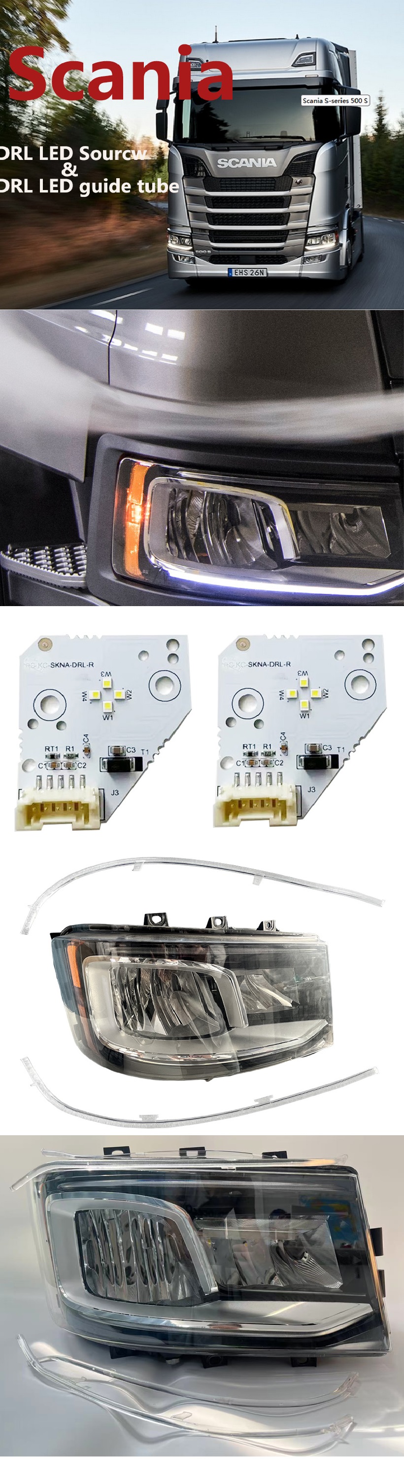 Truck Accessories Drl Scania Headlight LED Module and Tube Amber