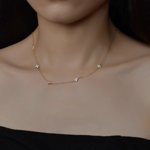 S925 스털링 실버 행운의 네잎 클로버 목걸이 여성용 CZ 데인티 초커 925 실버 이니셜 목걸이 - Product Image 3